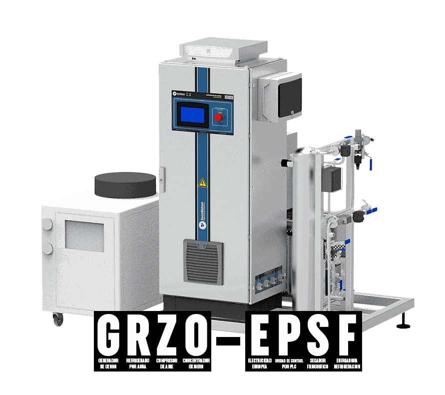 Equipos de Ozono GRZO de 80 a 500 gO3/h Para alimentación LOX, oxígeno líquido.