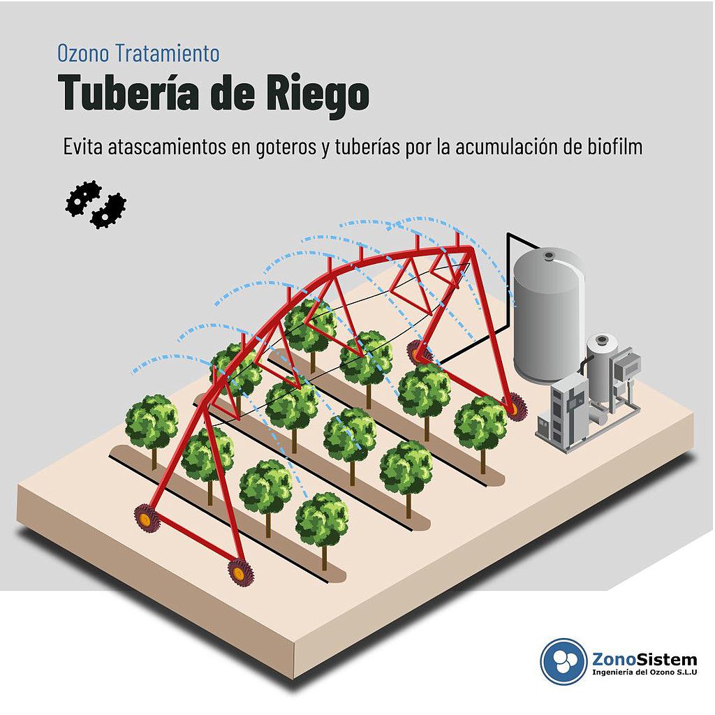Use of ozone in irigation line
